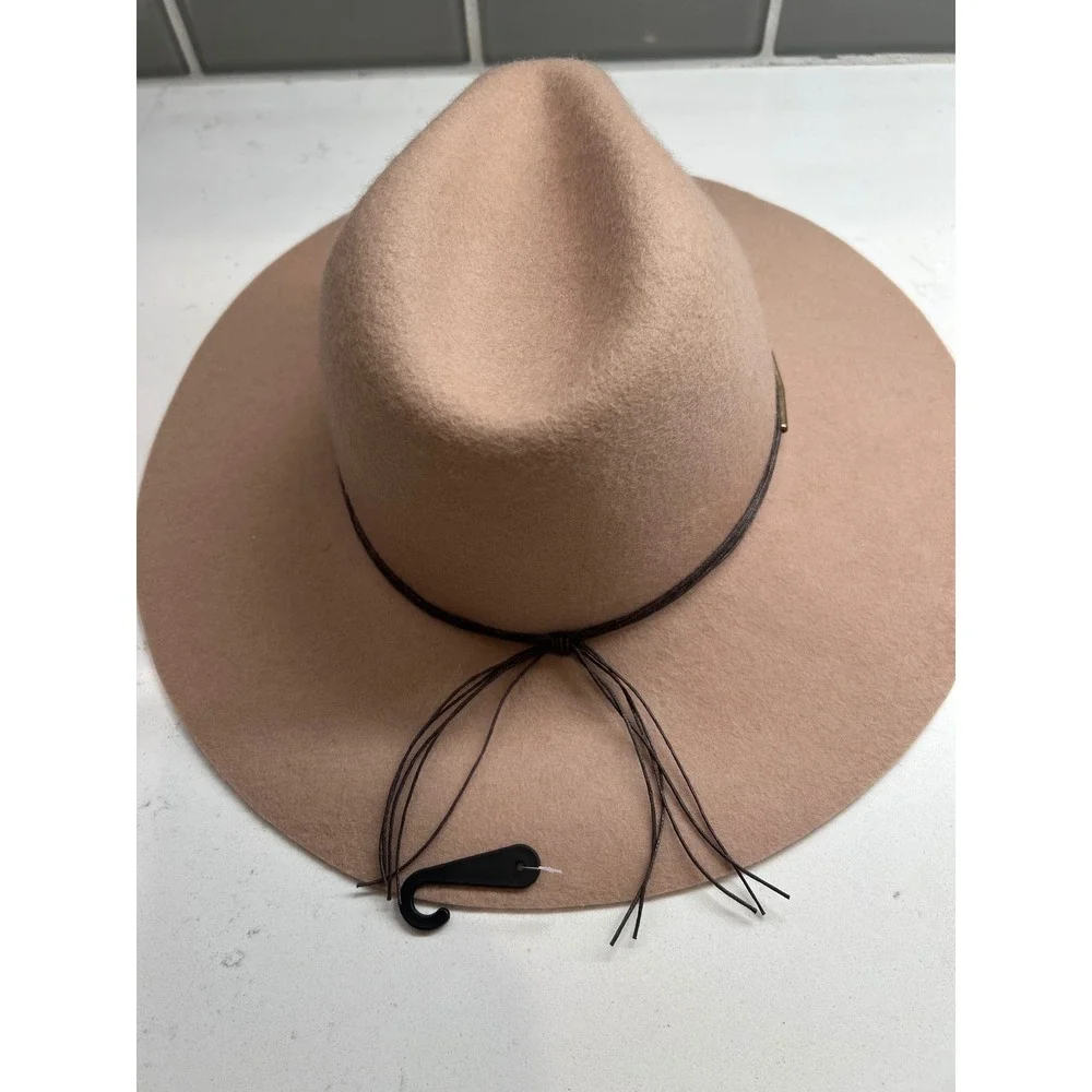 Women‎ Wide Brim Fedora Hat Pecan with Gold Beaded Band Accent Felt